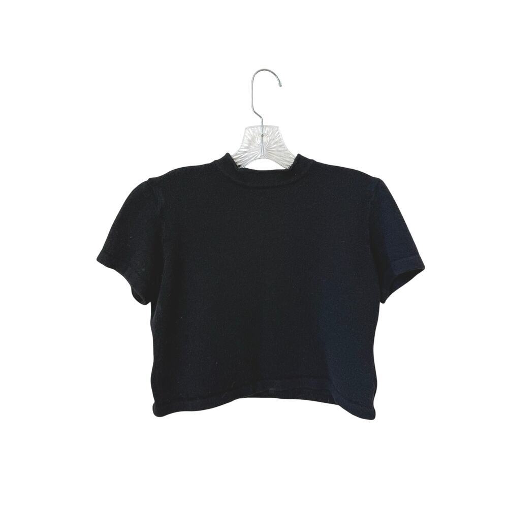 St. John Basics Vintage Black Knit Mock Neck Top Size Small